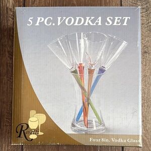 Rosetti 5 Piece Vodka Glass Set with Colorful Stems